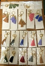 Darice Key Ring Tassel Leather Keychain 2 styles  many colors to choose from