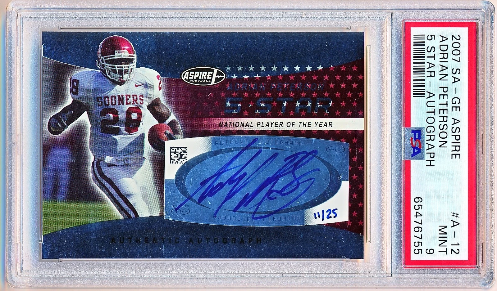 Adrian Peterson SA-GE Aspire 5 Star #A12 Autograph