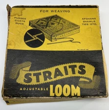 Vintage Straits Adjustable Metal Loom In Box Instructions Needle Dawn Wool Yarn