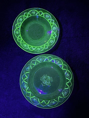 Federal Glass “Rosemary” Pattern Uranium Salad Plates