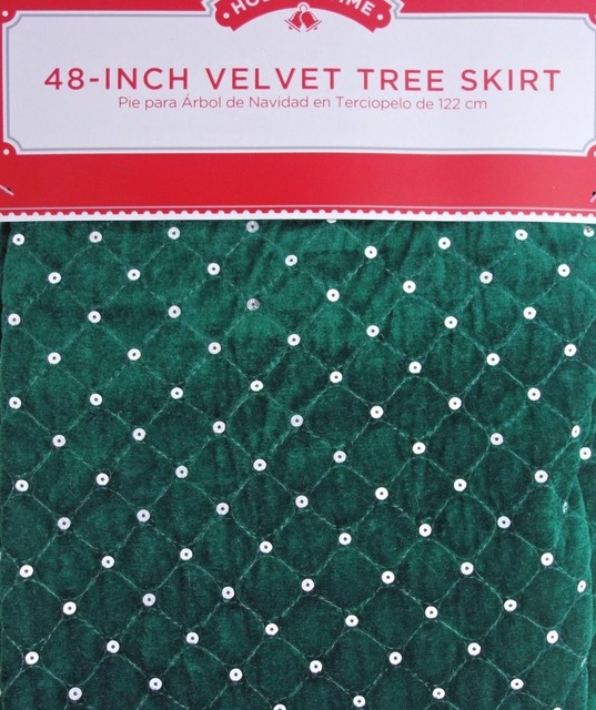 48 in Round GREEN VELVET QUILTED SEQUIN Holiday Time Christmas Tree