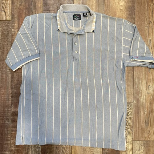 Greg Norman Polo Shirt Mens XL Blue Stripes Aztec Short Sleeve Golf Outdoor