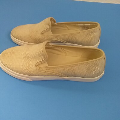 Lauren Ralph Lauren 5.5 B Janis Textured Straw Slip On Shoes 