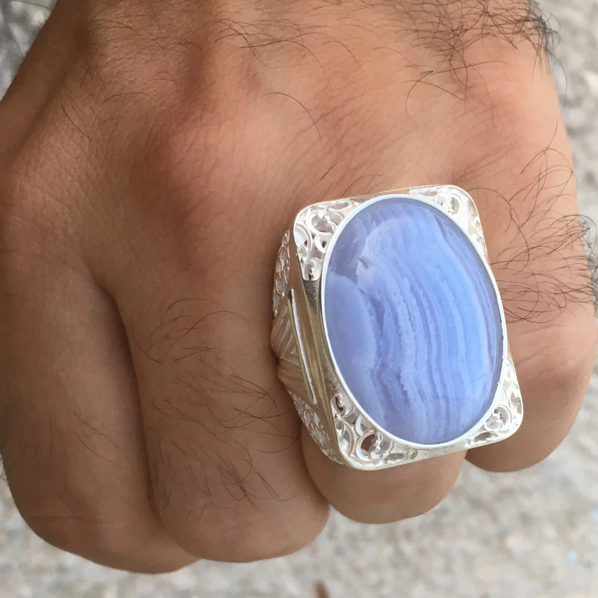 Blue lace agate rings sterling silver sale