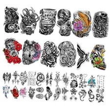 36 Sheets Temporary Tattoos Stickers Include 12 Sheets Large Stickers Fake