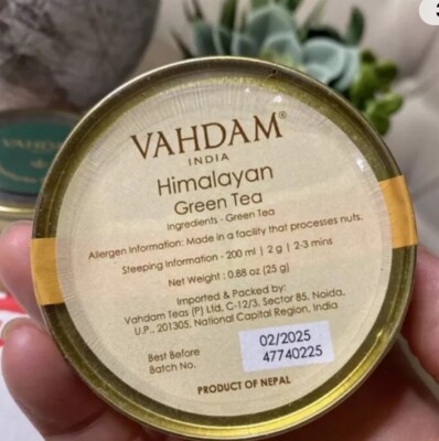 2x Vahdam Himalayan Pure Green Tea Loose Leaf .88oz Sealed EXP 02/2025