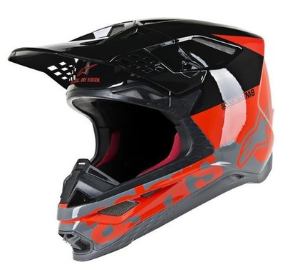 Alpinestars Supertech M8 Radium Helmet (Small, Red Fluo/Black/Mid Gray Glossy)