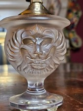 Lalique Frosted Tete de Lion Head Cigarette Lighter Footed Signed
