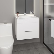 One door Batroom Vanity Hatta, Two Drawers and Open Shelf, Includes Hardware,