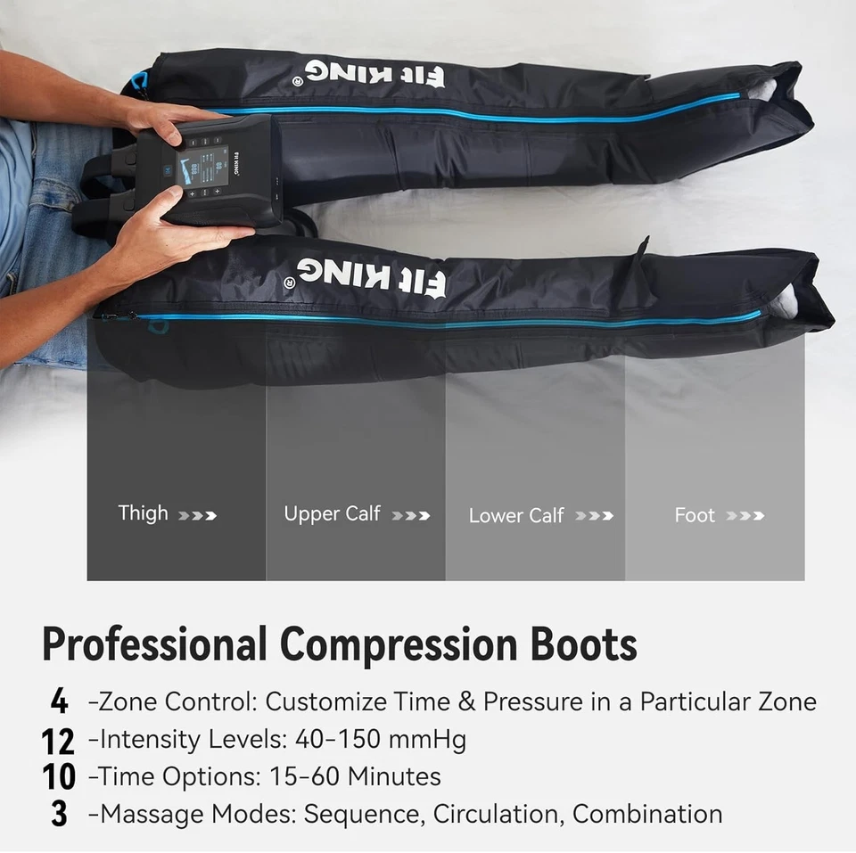 Fit King Professional Air Compression Leg Recovery System Cordless FT-091 Size L - Image 4 of 4