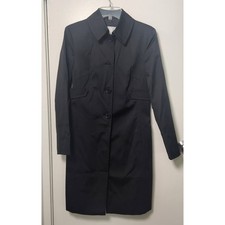 Nine West Black Sateen Trench Coat Single Breasted Pockets Small Classic Office