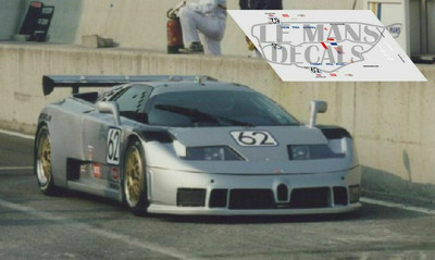 Decals Bugatti EB110 Le Mans Test 1996 62 1:32 1:43 1:24 1:18 slot decals