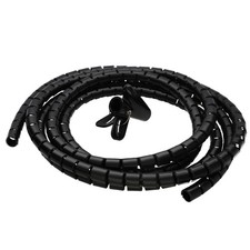 Spiral Cable Tidy Conduit 4 to 130mm Cables Home/Office Black 2m Quick-Fit Tool