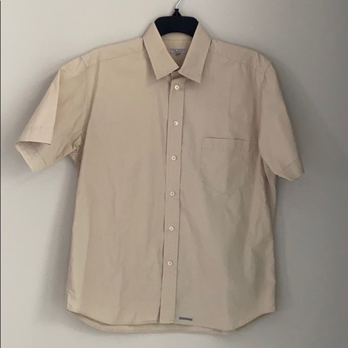 Ted Baker, Ted Baker 100% cotton cream short sleeve button down shirt size 4 Vintage