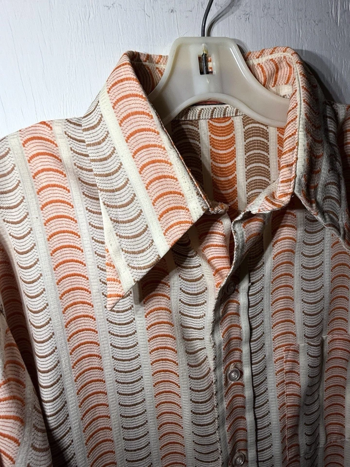 Camisa Vintage 417 Van Heusen Años 60 PARA HOMBRES GRANDE 16 1/2 x 35 Naranja Marrón Cuello A8 Foto 2 de 4