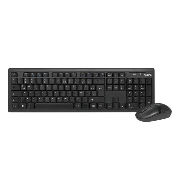 Logilink ID0104 Funk Set Tastatur Maus Deskset Schwarz Kabellos Hotkeys 1000Dpi-image
