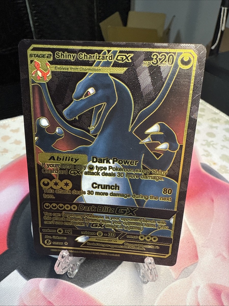 Shiny Charizard GxHp 320 Black Foil Fan Art Display Card Dark Power Shiny Charizard GxHp 320 Black Foil Fan Art Display Card Dark Power