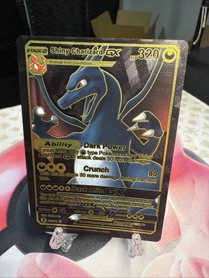 Shiny Charizard GxHp 320 Black Foil Fan Art Display Card Dark Power   | eBay