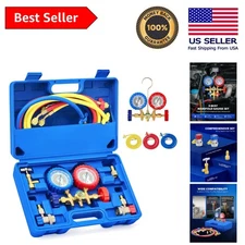 Heavy-Duty AC Manifold Tool Kit - Complete Set for R134a, R12, R22 Refrigerants