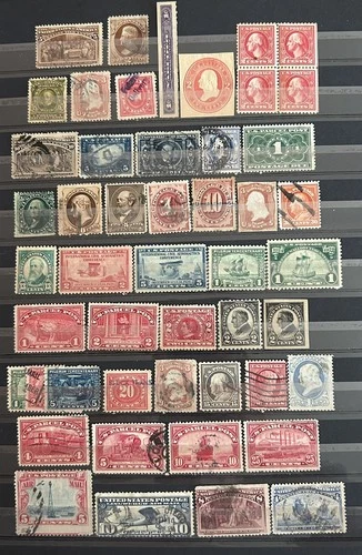 Old Group Of Vintage US Stamps, Used & Mint … Back Of Book, Etc