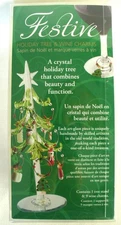 New~FESTIVE~Crystal~Green~GLASS~Christmas~HOLIDAY TREE STAND~9~Wine Charms