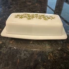 VINTAGE PYREX SPRING BLOSSOM CRAZY DAISY BUTTER DISH & LID USA