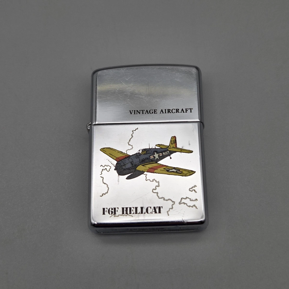 VTG F6F Hellcat Zippo Lighter Aircraft US Navy Plane Chrome