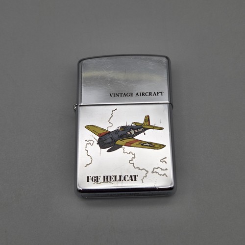 VTG F6F Hellcat Zippo Lighter Aircraft US Navy Plane Chrome Military UNTESTED