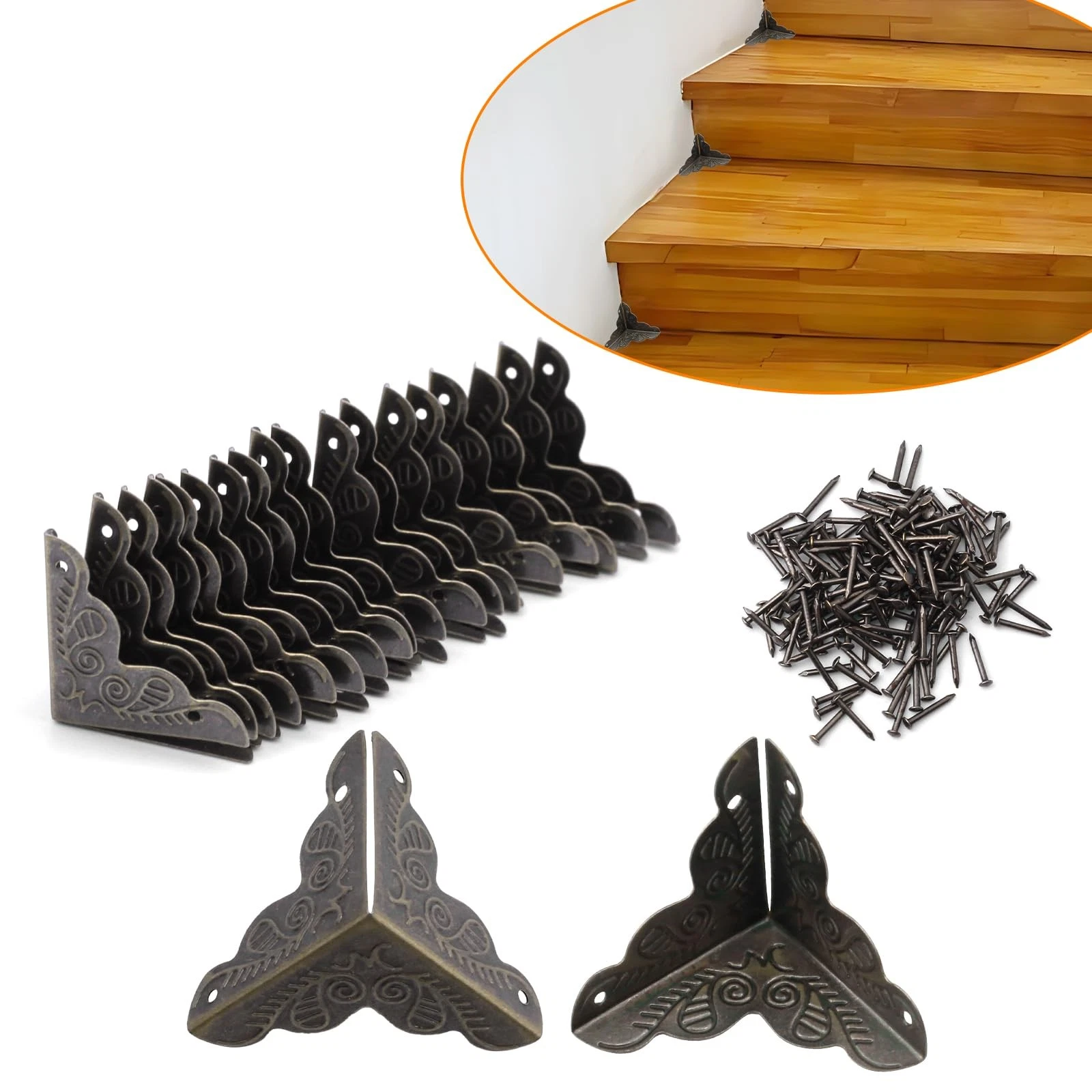 Olldag 36 PCS Stair Dust Inner Corners for Wooden Steps, 1.38 inch, Inch