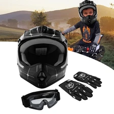 DOT Youth Kids Helmet Dirt Bike Offroad ATV Motocross Full Face Goggles Gloves