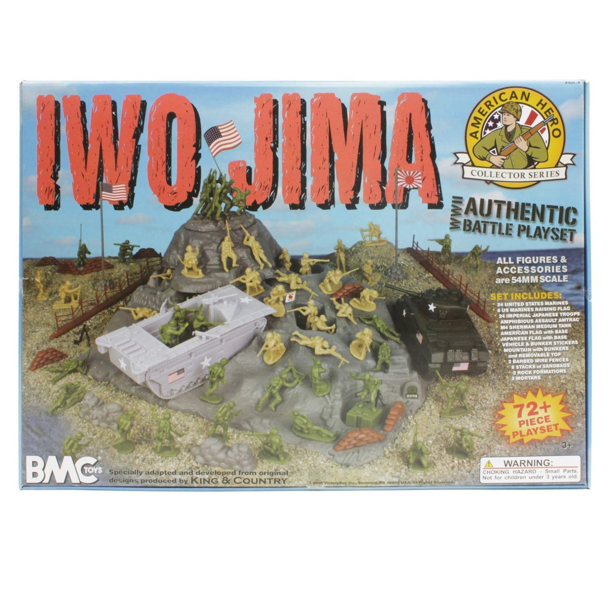 BMC Toys WW2 Iwo Jima Army Men - Island Tanks & Soldiers 72 Piece