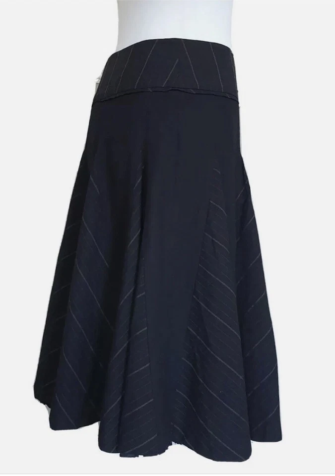 Whistles Midi Skirt Black Grey Full Flare Wool Mix Steampunk Victorian UK 14 - Image 4 of 4