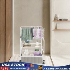 Rolling Wire Laundry Cart Wire Laundry Basket with 4 Wheels For Garment Bathroom