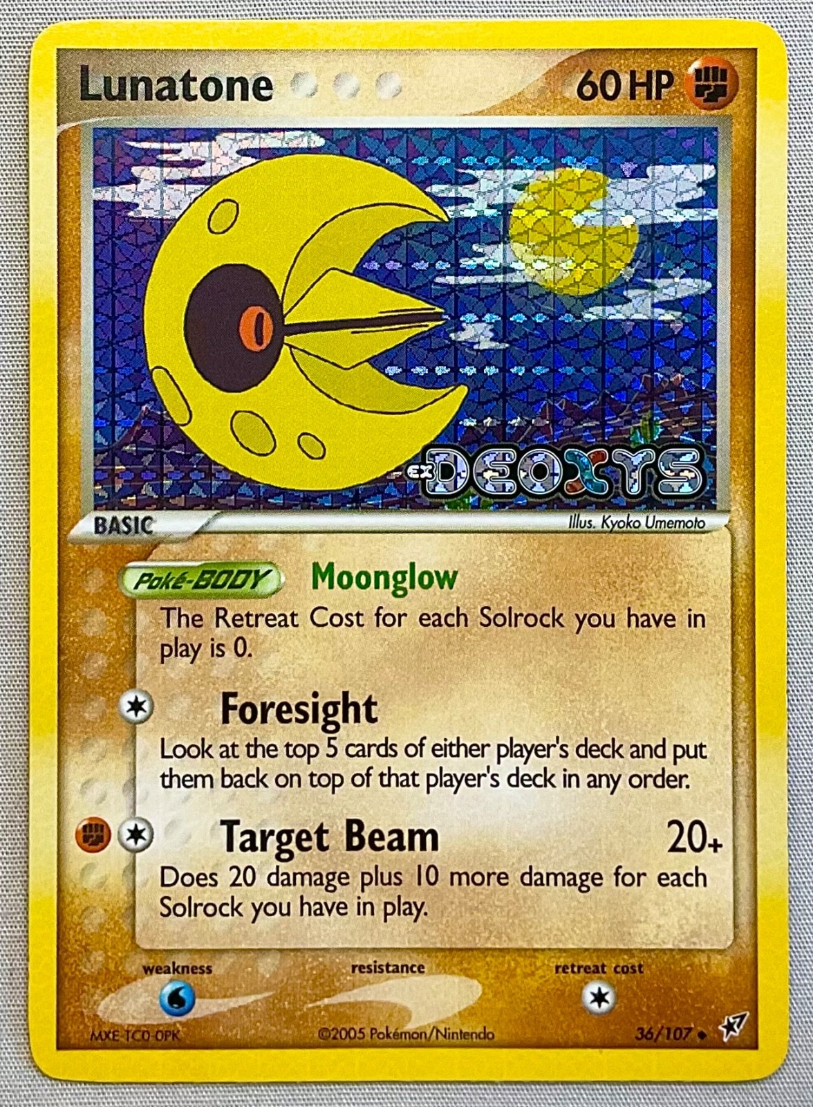 Pokémon Lunatone #36/107 Reverse Holo Uncommon - 2005 EX Deoxys - NM to MT Cond.