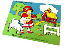 RARE VTG Connor MARY HAD A LITTLE LAMB 10 Pc Wood Puzzle Ages 3-6 Nice