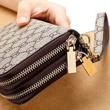 Women Leather Wallet Phone Card Holder Zip Purse Large Capacity Clutch Handbag