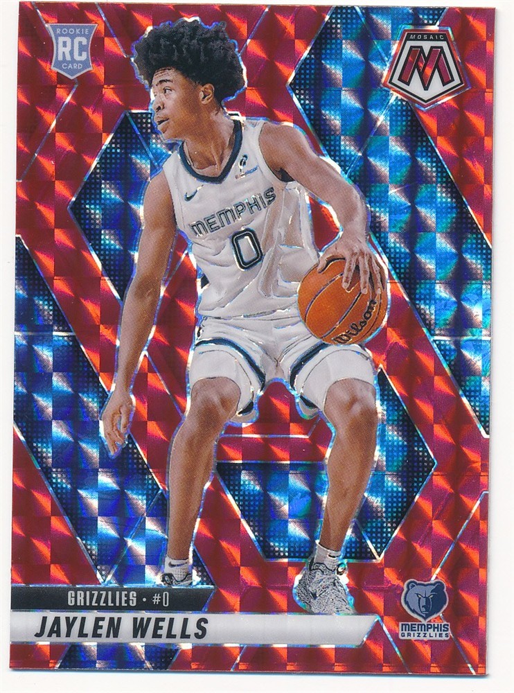 JAYLEN WELLS 2024-25 PANINI MOSAIC RED MOSAIC PRIZM #240 RC ROOKIE GRIZZLIES
