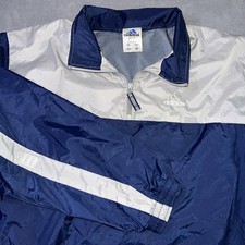 Vintage 90s Adidas Large Colorblock 1/4 Zip Nylon Windbreaker Jacket Grey Navy