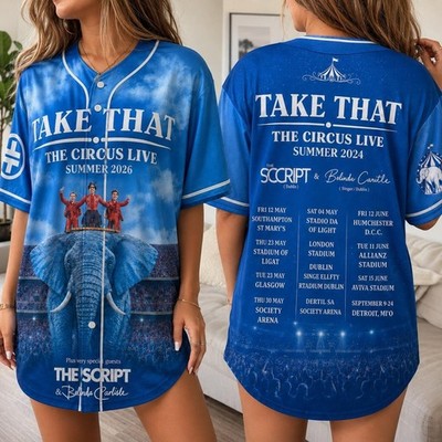 Take That Tour 2026 Baseball Jersey, Retro Summer Concert Fan Jersey, The Circus
