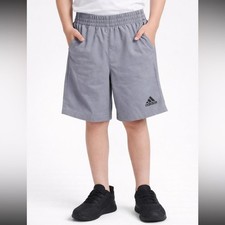 Adidas Youth Gray Athletic Gym Shorts Size 10/12 Boys Activewear Training Sports