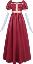 Regency Dresses for Women 1800s Empire Waist Dress Victorian Ball Gown with Shaw