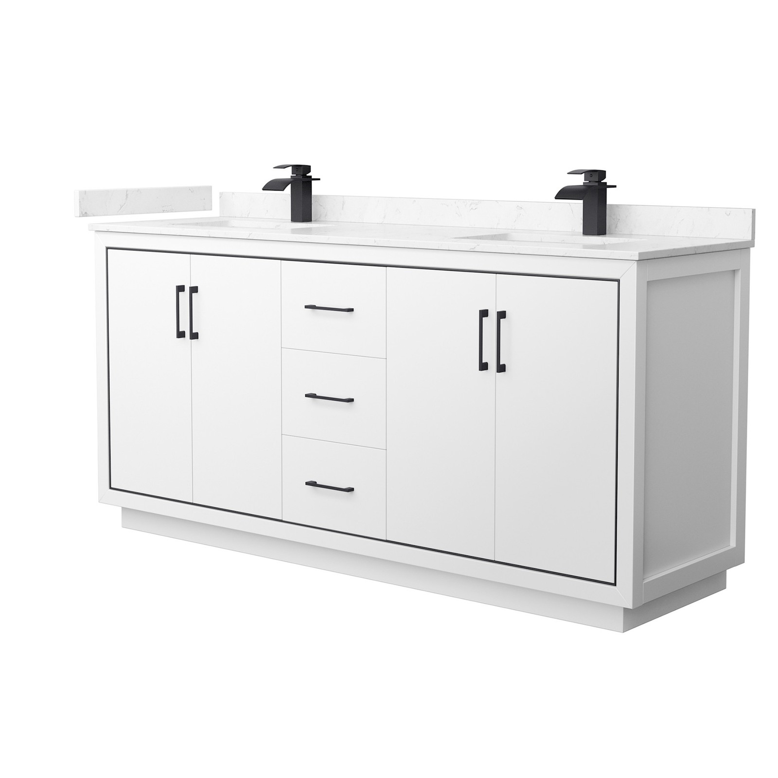 Wyndham Collection 72 Inch White Carrara Cultured Marble Vanity with Icon Design
