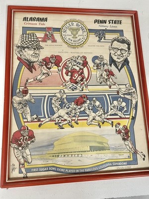 Vintage 1975 Alabama Penn State Sugar Bowl Poster Bryant Paterno *No Frame* NLH