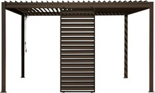 Accesorios Pérgola Domi Louvered Pantallas Pérgola, Impermeable, Bloque de Viento, Marrón