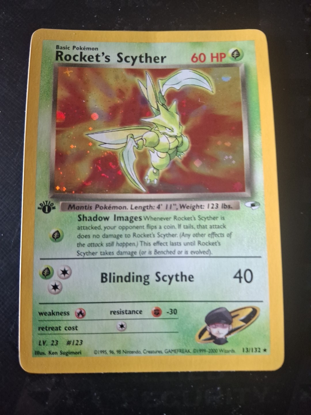 Rocket's Scyther 1st Edition Holo Rare Gym Heroes Holo 013/132 NM
