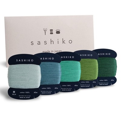 Sashiko Thread 100% Cotton Card Type 43.7 yd x 5 Colors with English Manual S...