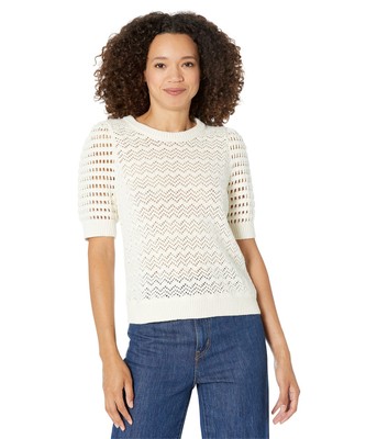 Madewell Atwater Crochet T-Shirt in Lighthouse , Size Small White
