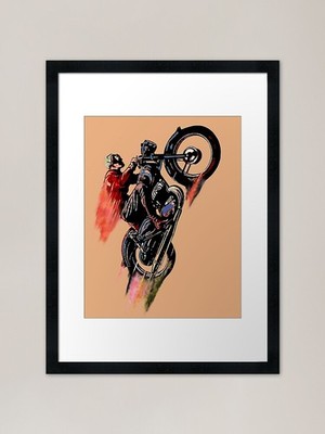 Vintage Cafe Motorrad Rennfahrer 1 Fra gerahmtes Wandbild Poster Leinwanddruck Bild