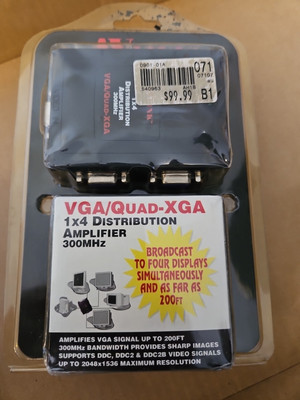 NEW! AV Link VGA/Quad-XGA 1X4 Distribution Amplifier 300 MHz MSV12C