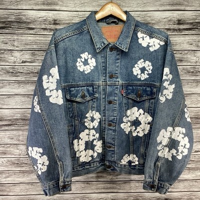 美品DENIM TEARS x LEVIS Denim jacket Denim Tears X Levi's Trucker Jacket Men Large Blue All Over Print
